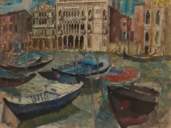 William Wilson, GONDOLAS, VENICE, watercolour