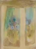 John Maxwell, THE WINDOW, pen and ink, pastel and watercolour