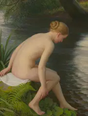 John Bulloch Souter, NUDE BATHING, oil on board