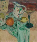 William George Gillies, STILL LIFE WITH POT AND WINE GLASS, oil on board