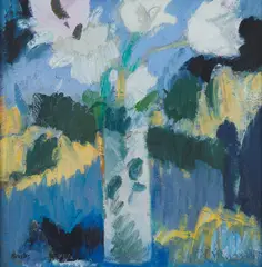 John Houston, WHITE TULIPS, oil on canvas