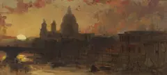 David Roberts, ST. PAUL'S, SUNSET, Oil on canvas