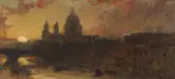 David Roberts, ST. PAUL'S, SUNSET, Oil on canvas