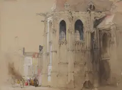 David Roberts, EGLISE DE ST.JACQUES, DIEPPE, pen and ink and watercolour, heightened with white