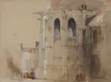 David Roberts, EGLISE DE ST.JACQUES, DIEPPE, pen and ink and watercolour, heightened with white