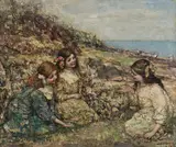 Edward Atkinson Hornel, GATHERING WILD FLOWERS, oil on canvas