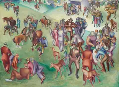 Agnes Miller Parker, THE HORSE FAIR, 1928, tempera on canvas