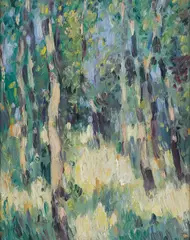 John Duncan Fergusson, SUNLIGHT IN THE WOODS, PEEBLES, oil on board laid down on panel
