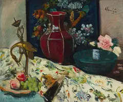 George Leslie Hunter, STILL LIFE WITH TAPESTRY, oil on canvas