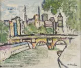 George Leslie Hunter, LA SEINE, PARIS, oil on board