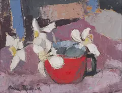 Anne Redpath, SPRING FLOWERS, oil on board