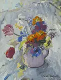 Anne Redpath, SPRING FLOWERS IN A JUG, oil on board