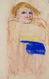 Joan Eardley, CHILD IN BLUE AND YELLOW, Pastel