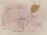 Joan Eardley, GIRL IN PINK SCRUBBING THE FLOOR, Pastel