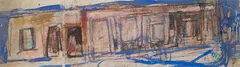 Joan Eardley, TENEMENTS - BLUE WINDOWS, Mixed media on conjoined sheets
