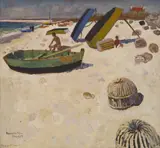 Alberto Morrocco, MOUSTERLIN, oil on board
