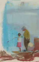 Joan Eardley, THE FISHING LESSON, Pastel