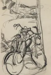 Joan Eardley, BICYCLES, Charcoal