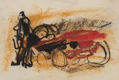 Joan Eardley, FIGURE AND CART, Pastel