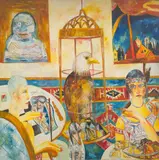 John Bellany, EAGLE SOIREE, oil on canvas, unframed