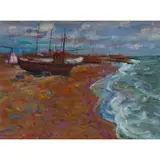 John Mackie, BEACHED BOATS, 1992, oil on board