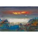 Nael Hanna, EAST COAST MOONRISE, oil on board