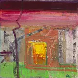 Dame Barbara Rae, HOUSE IN MECINA, mixed media on canvas