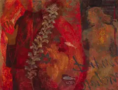 Victoria Crowe, ACANTHUS WITH FRAGMENTS AND GRAFFITI, oil on board