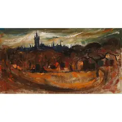 James Watt, GLASGOW UNIVERSITY FROM KELVINGROVE PARK, oil on canvas