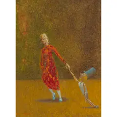 Peter Thomson, ORANGE DRESS, 2013, oil on board