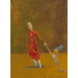 Peter Thomson, ORANGE DRESS, 2013, oil on board
