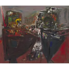 Robin Philipson, COMBAT, oil on board