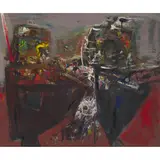 Robin Philipson, COMBAT, oil on board