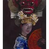 George Donald, BALINESE DANCER AND MASK, 1996, oil on board