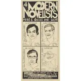 Alasdair Gray, FOUR MODERN NOVELISTS, Poster print after original ink drawing