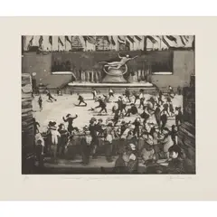 Bill Jacklin, PROMENADE, ROCKEFELLER SKATERS, 2012, Etching and aquatint, 9/50