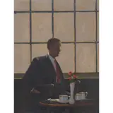 Jack Vettriano, MAN AT COFFEE, oil on board
