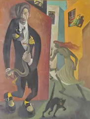 John Byrne, SNAKE CHARMER, pastels and chalks on paper