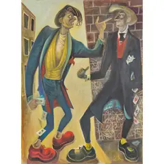 John Byrne, CARD SHARPS, mixed media on paper