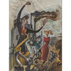 John Byrne, LOPSIDED LOVER, watercolour and mixed media on paper