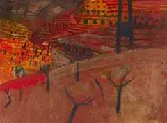 Dame Barbara Rae, LANJARON FIELD, 1989-90, mixed media on board