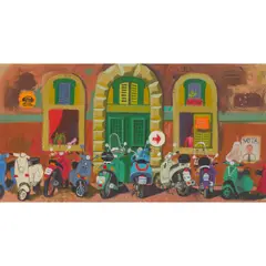 Leon Morrocco, WAITING FOR A VISITOR, oil on board