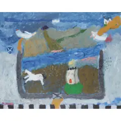 Carol Ann Sutherland, WHITE HORSE AND HOUSE, 2010, oil on canvas