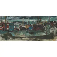 James Watt, HARBOUR SCENE, oil on canvas