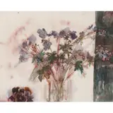 Victoria Crowe, GARDEN FLOWERS, ink and watercolour