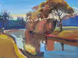 James Fullarton, AUTUMN TREE REFLECTIONS, oil on canvas