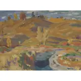 William George Gillies, ON EDDLESTON WATER, 1960, oil on canvas