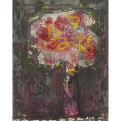 John Houston, FLOWERS ON A DARK GROUND, watercolour