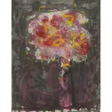 John Houston, FLOWERS ON A DARK GROUND, watercolour