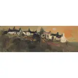 Lillian Neilson, WHITE WASHED COTTAGES, CATTERLINE, oil on board
